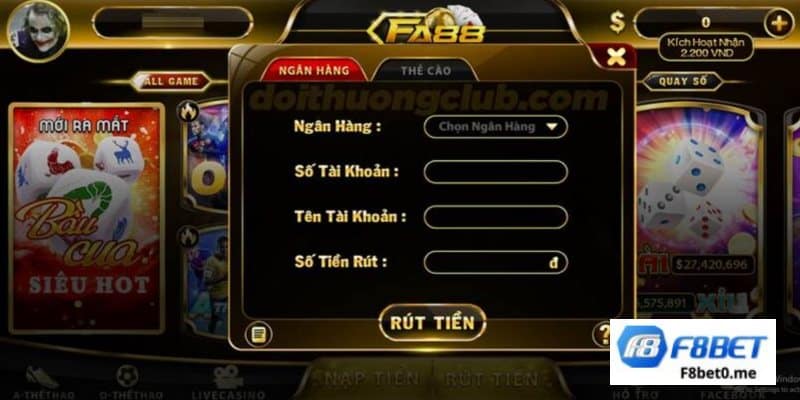 Cách rút tiền Fa88 Club qua ngân hàng