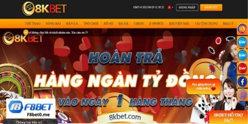 Giao diện 8Kbet chuyên nghiệp